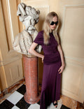 Burgundy Jersey Gathered Midi Dress