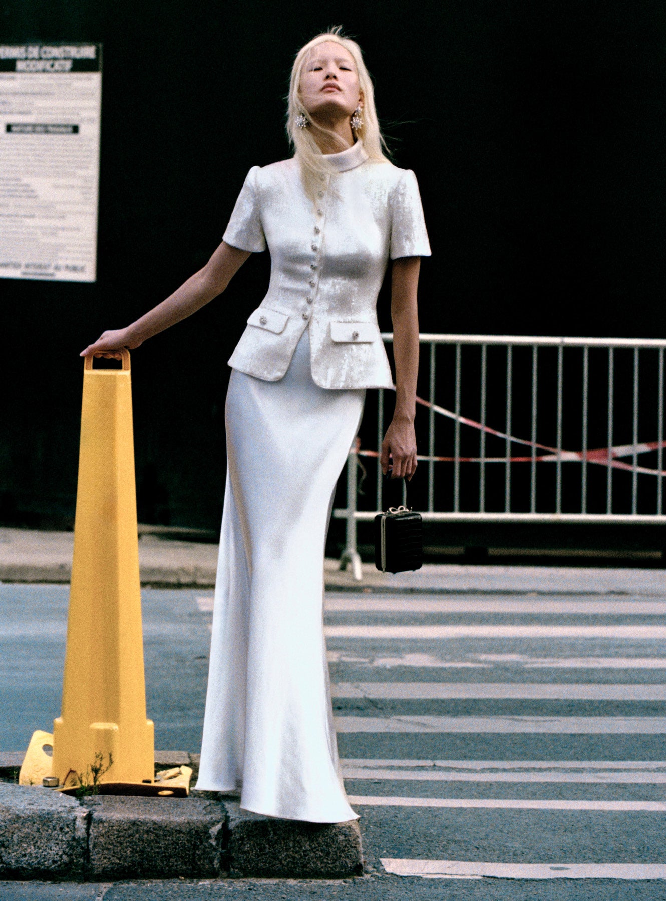 White Sequin Tailored Maxi Dress