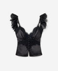 Black Satin Lace Top