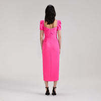 Bright Pink Iris Midi Dress