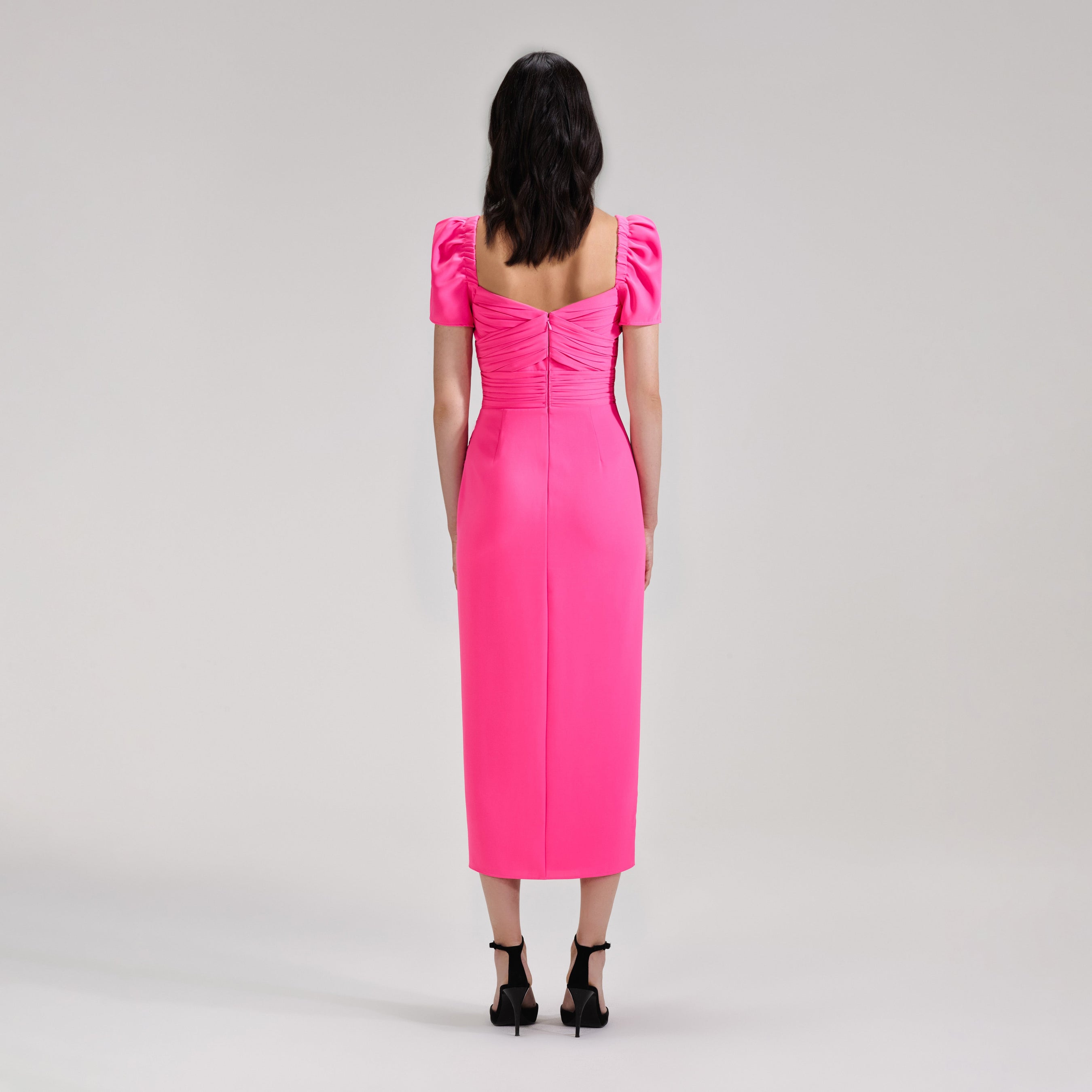 Bright Pink Iris Midi Dress