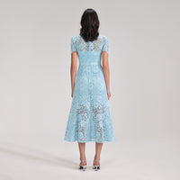 Pale Blue Cord Lace Midi Dress