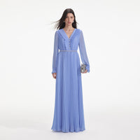 Blue Chiffon Maxi Dress