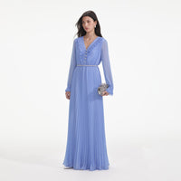 Blue Chiffon Maxi Dress