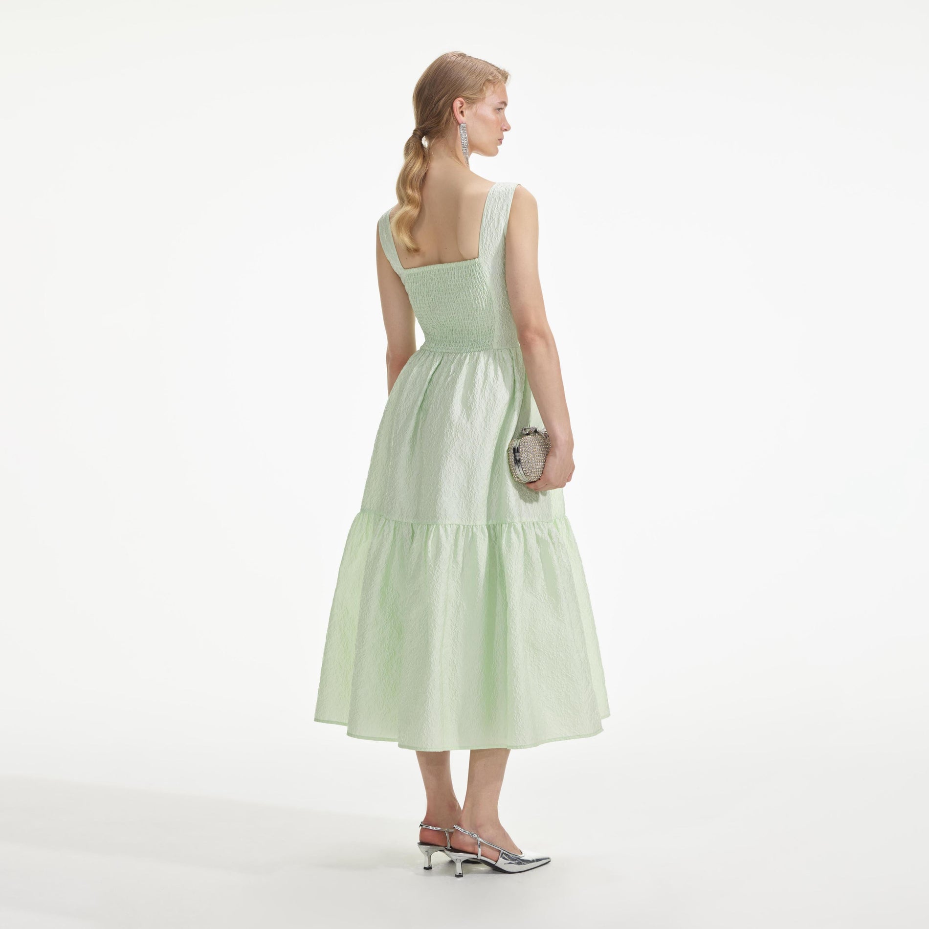 Mint Jacquard Midi Dress