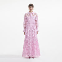 Pink Cotton Lace Maxi Dress