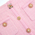 Pink Jewel Button Knit Mini Skirt