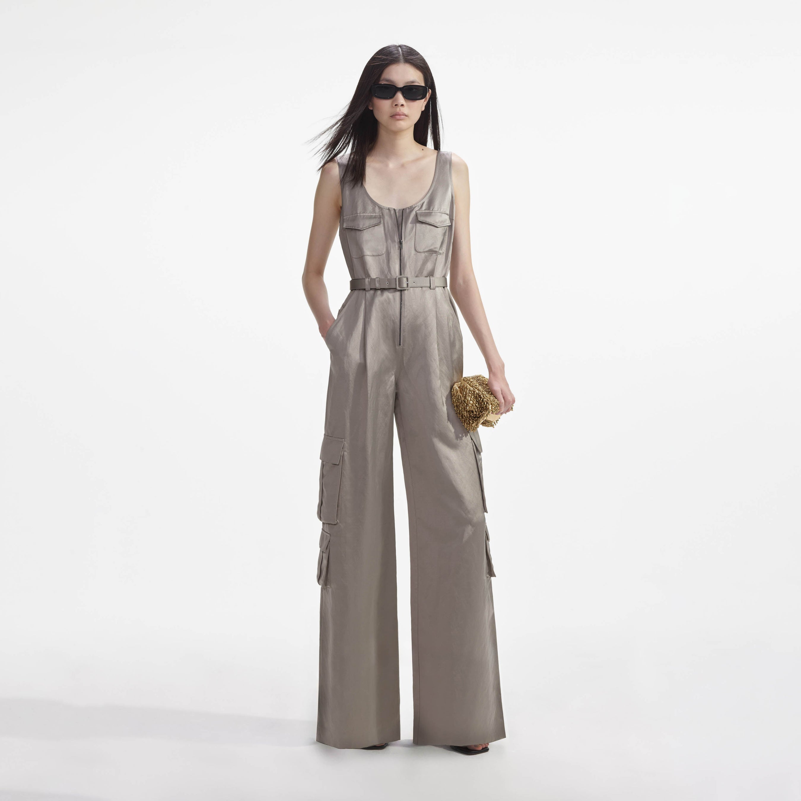 Beige Satin Jumpsuit