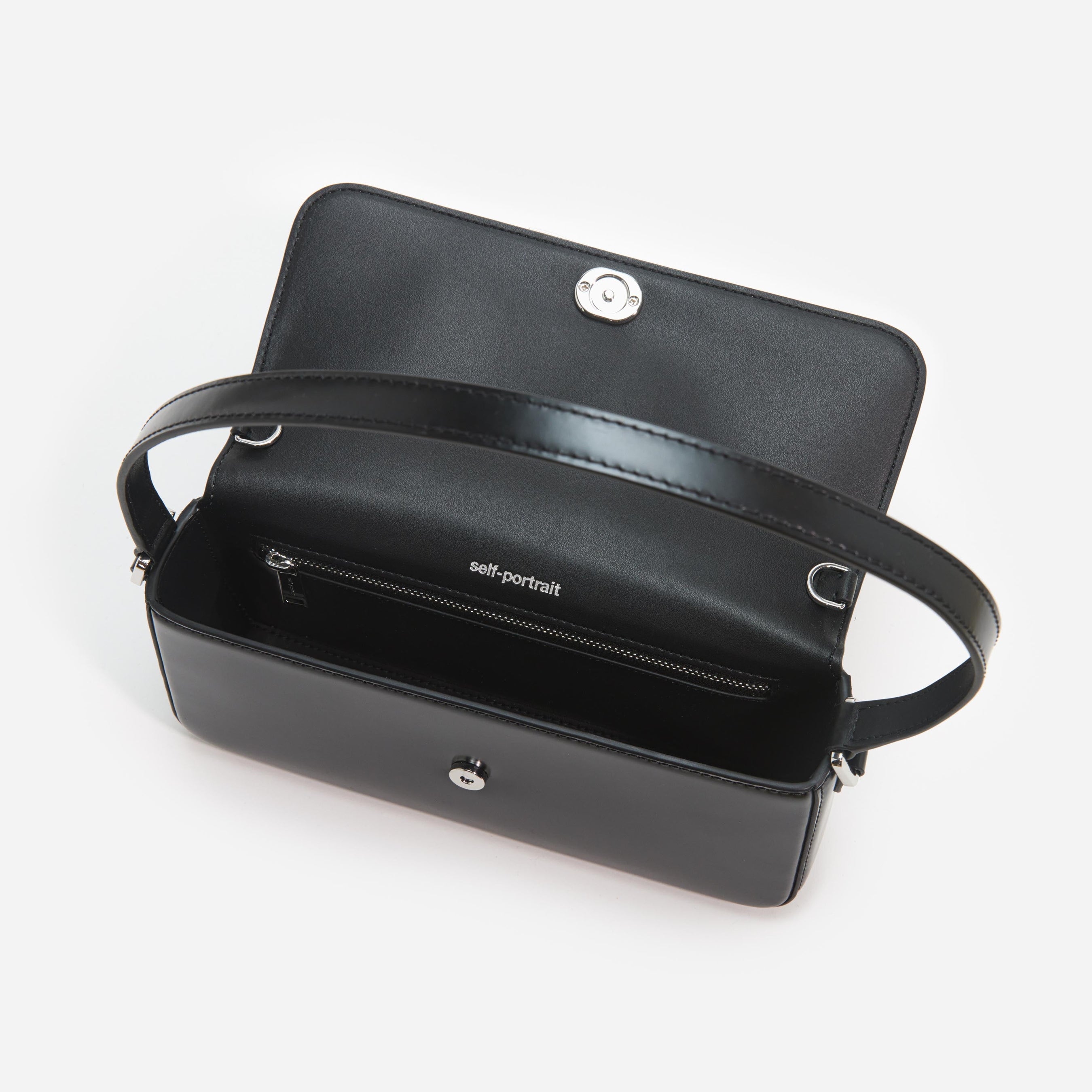 Black Leather Baguette Bag