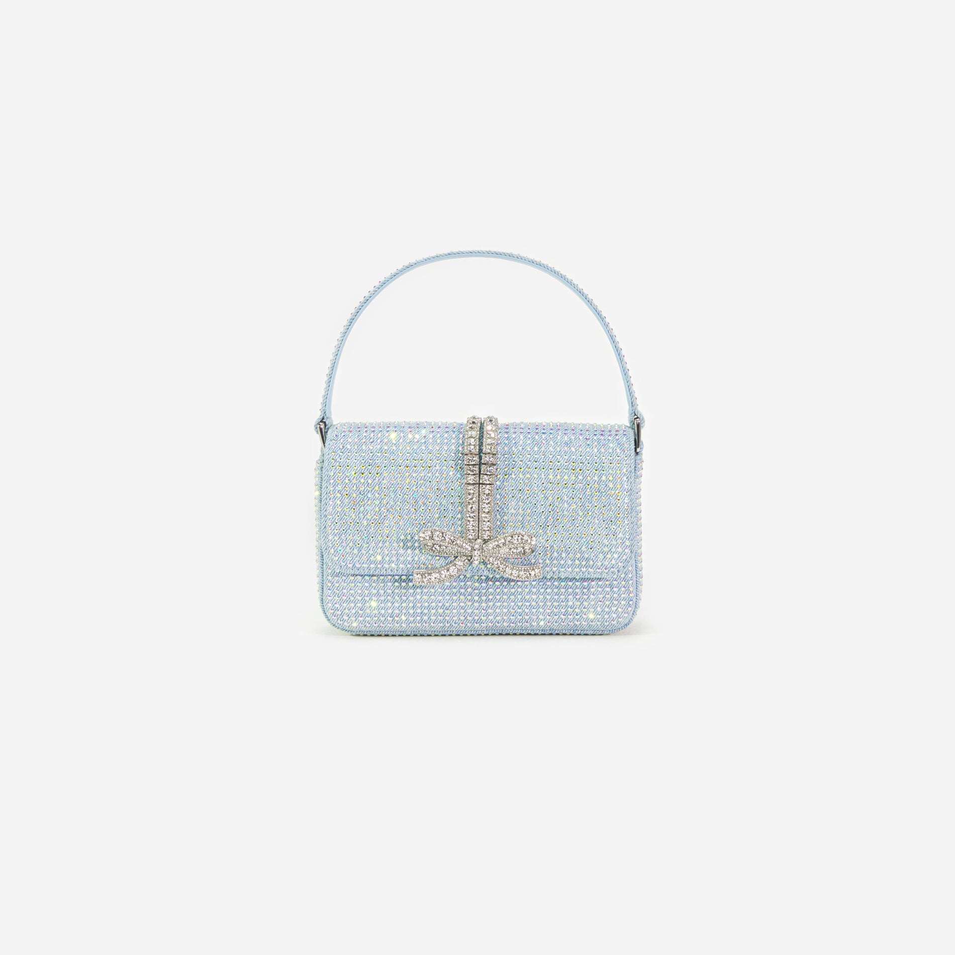 Blue Rhinestone Denim Micro Bag