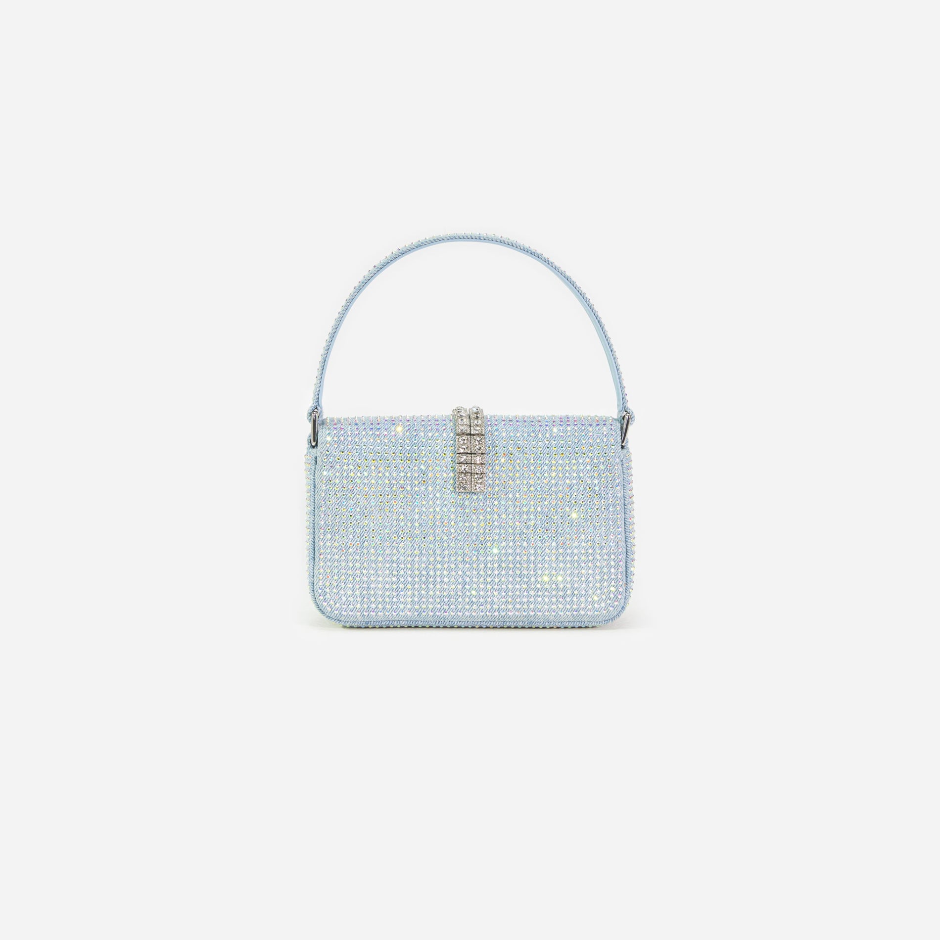 Blue Rhinestone Denim Micro Bag