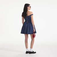 Denim Off Shoulder Mini Dress