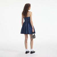 Diamante Denim Flared Mini Dress