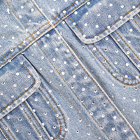 Bleach Wash Rhinestone Denim Top