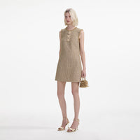 Gold Boucle Embellished Mini Dress