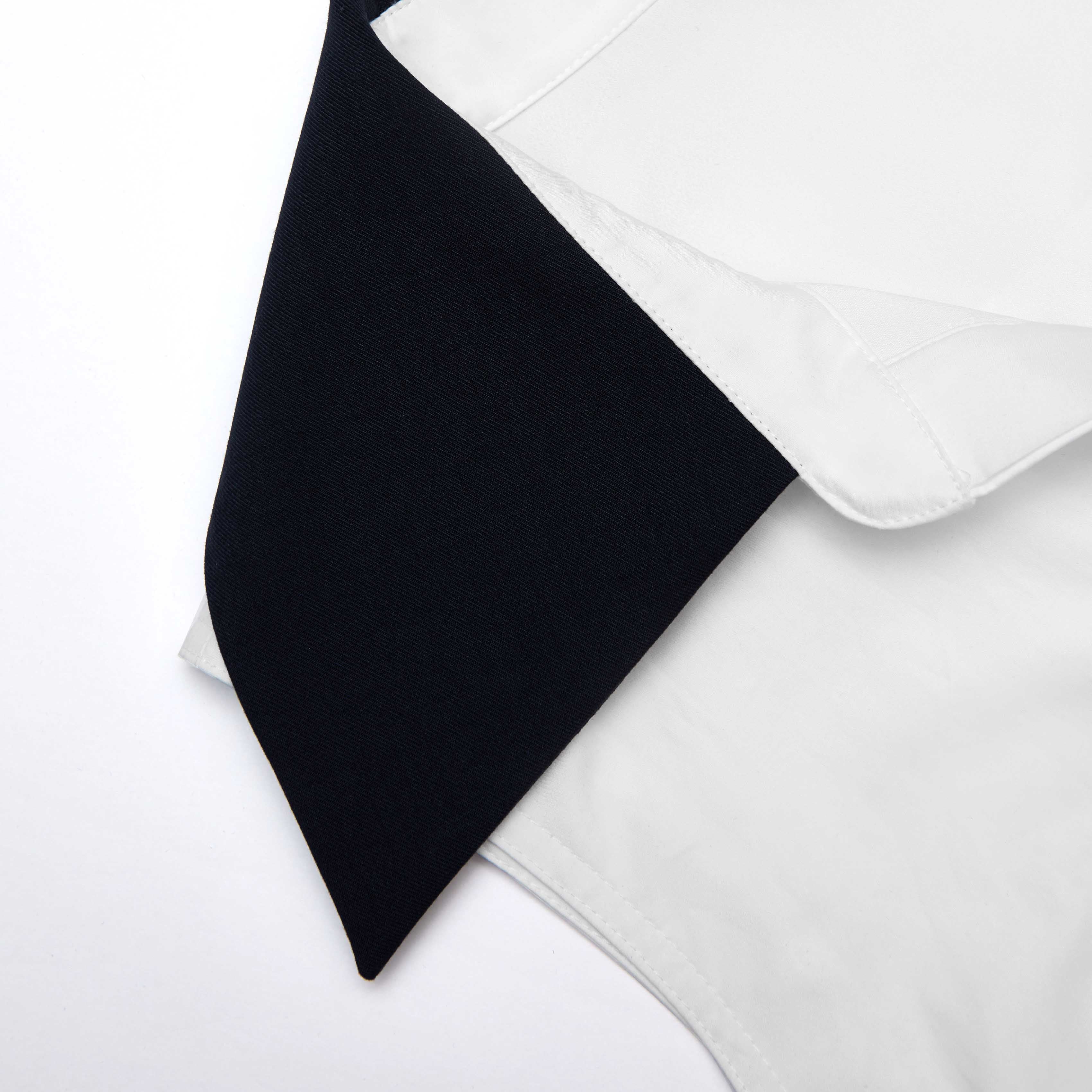 White Contrast Collar Broderie Midi Dress