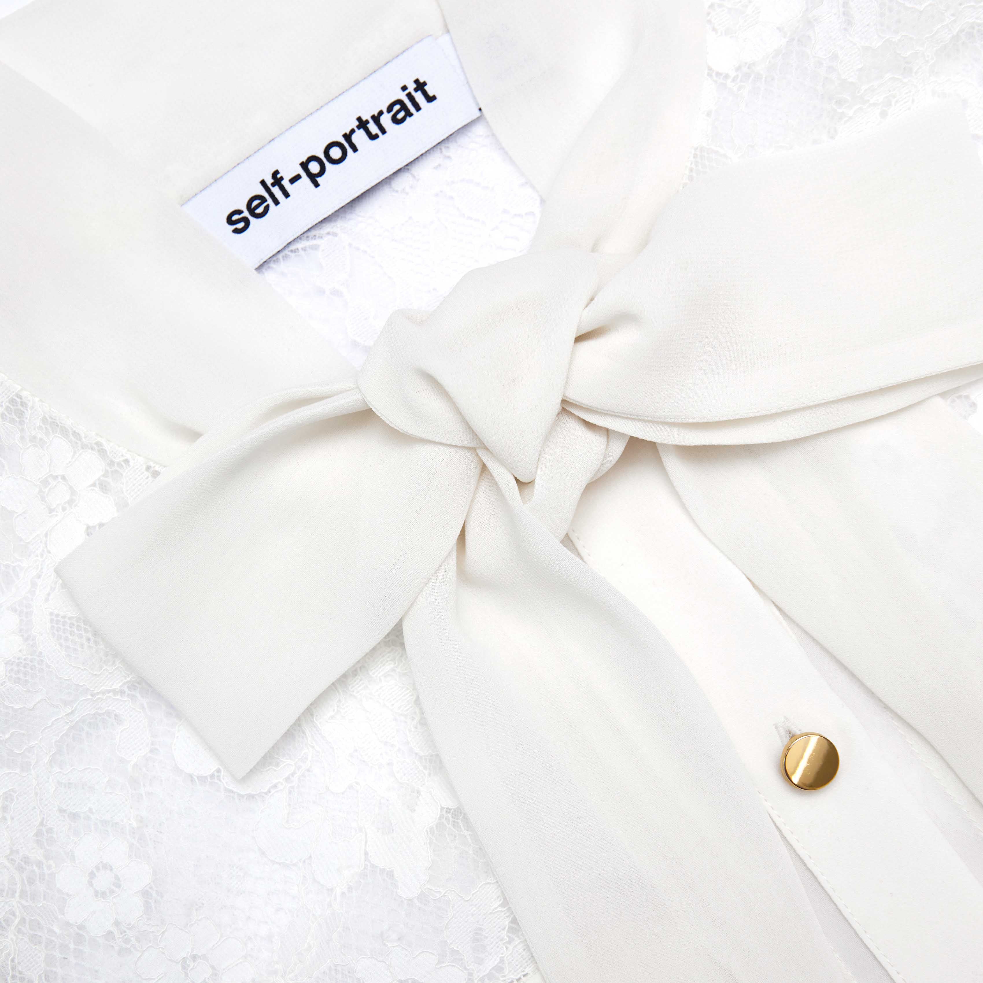 White Lace Tie Neck Midi Dress