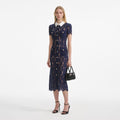 Navy Lace Contrast Collar Midi Dress