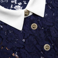 Navy Lace Contrast Collar Midi Dress