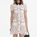 White Lace Contrast Collar Mini Dress