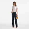 White Lace Contrast Collar Top