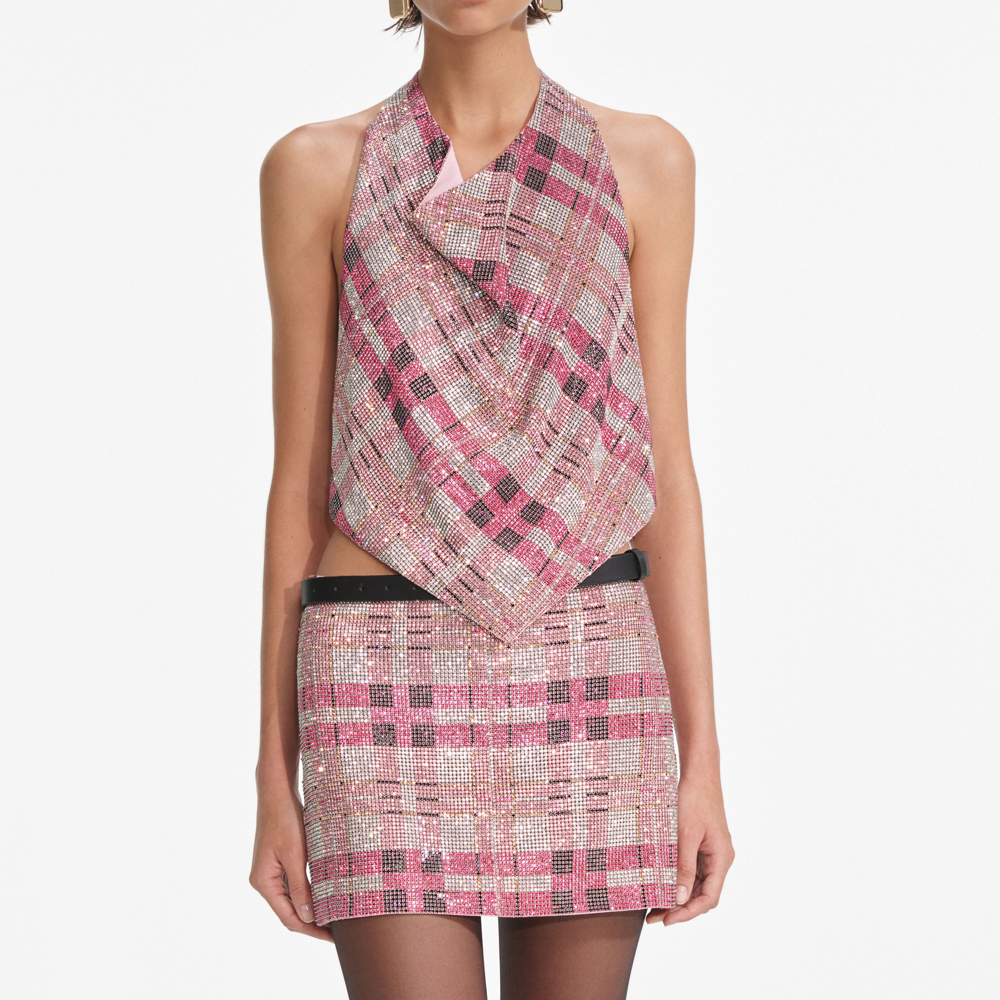 Pink Check Chainmail Skirt