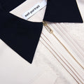 Cream Twill Contrast Collar Midi Dress