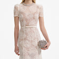 Cream Tulle Lace Midi Dress