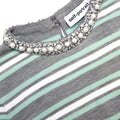 Grey Striped Crystal Trim Knit Top