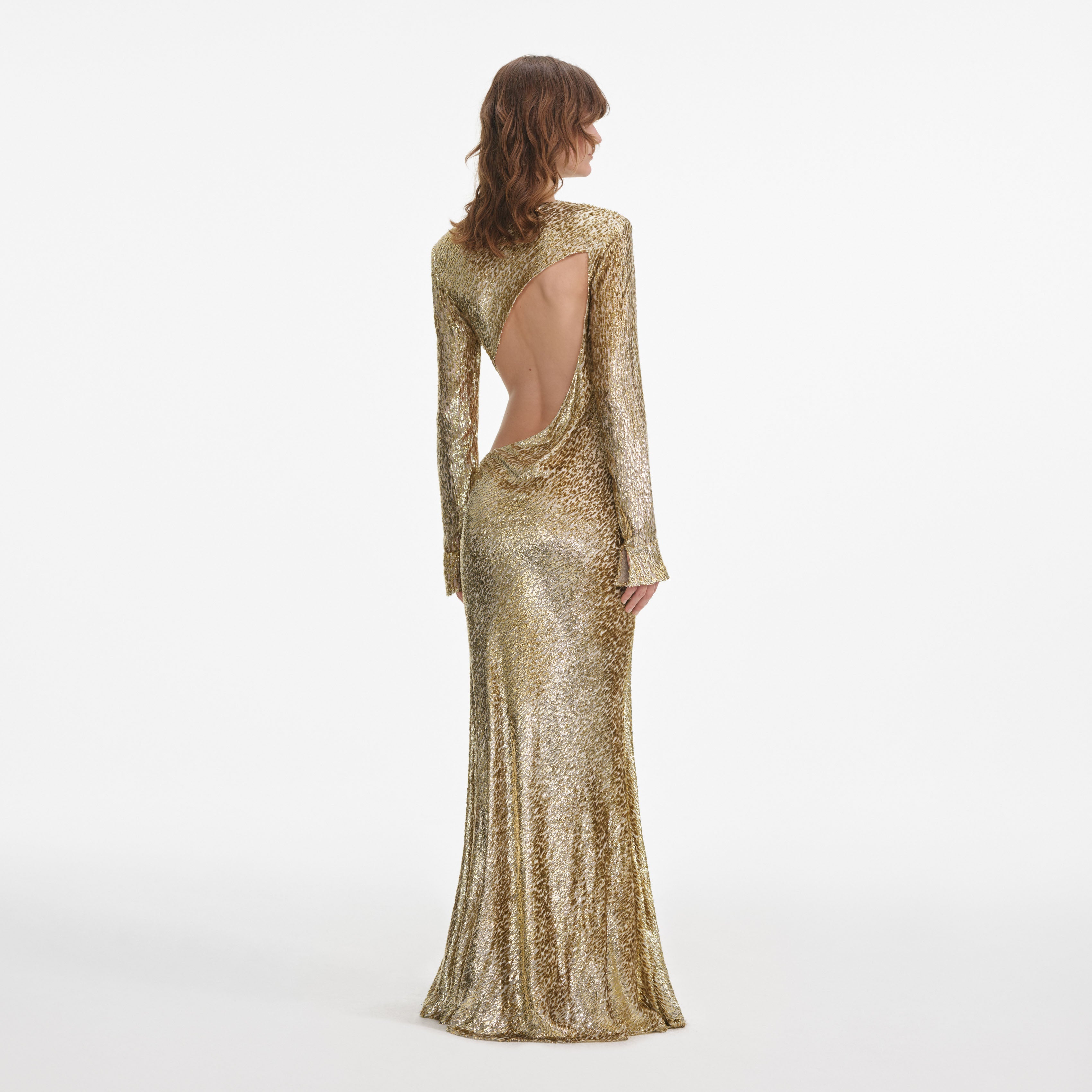 Gold Fil Coupe Maxi Dress