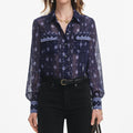 Navy Printed Chiffon Blouse