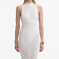 White Racer Back Viscose Knit Maxi Dress