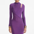 Purple Cut Out Viscose Knit Maxi Dress
