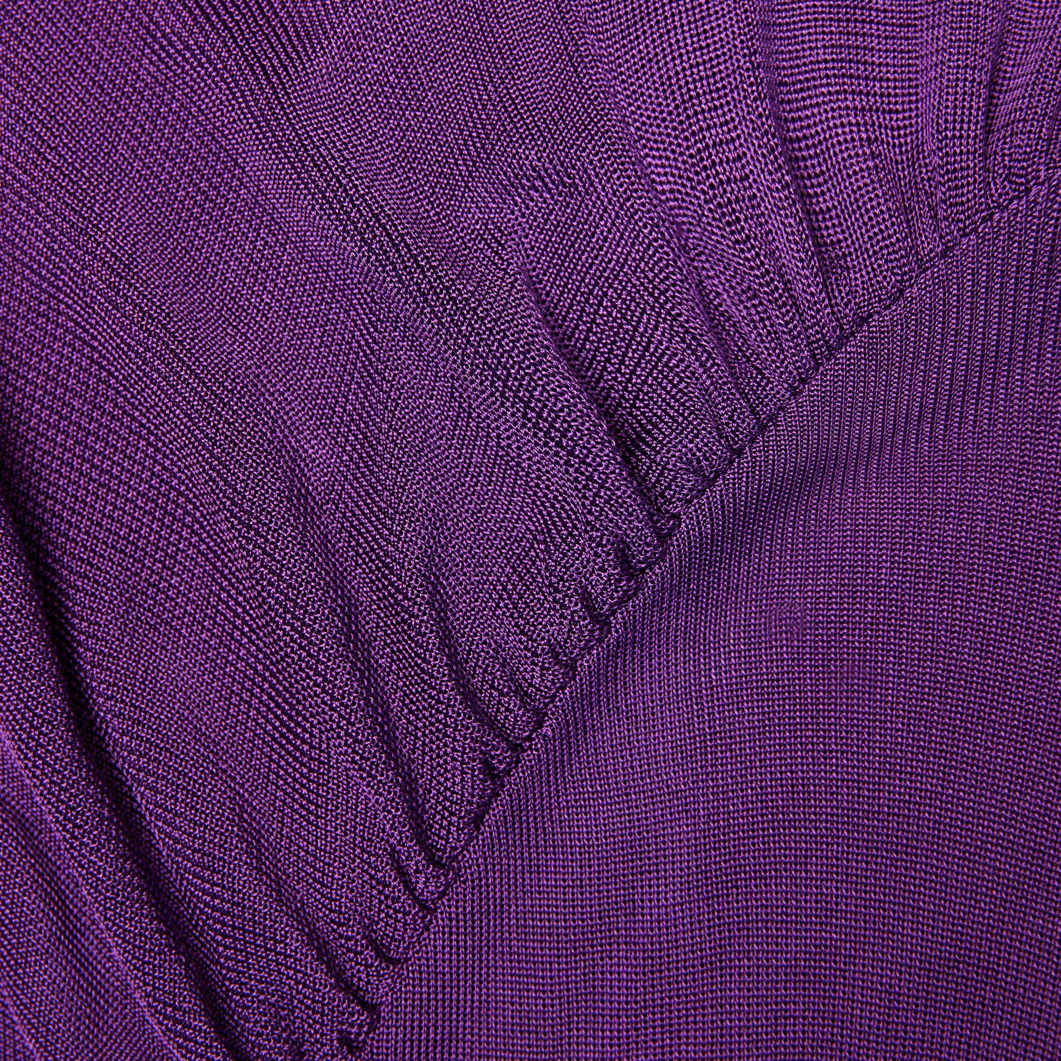 Purple Cut Out Viscose Knit Maxi Dress