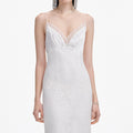 White Strappy Floral Lace Maxi Dress