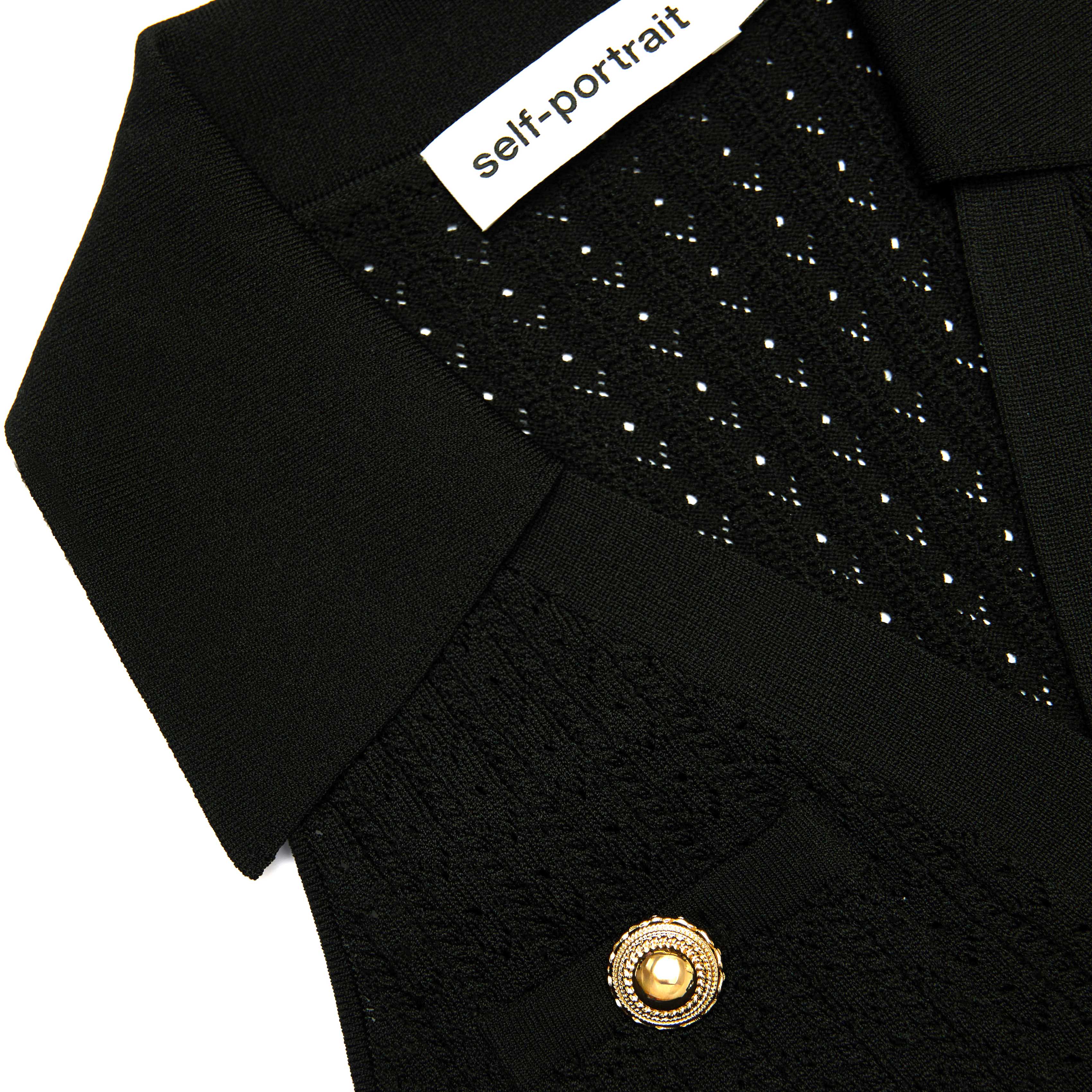 Black Pointelle Knit Mini Dress