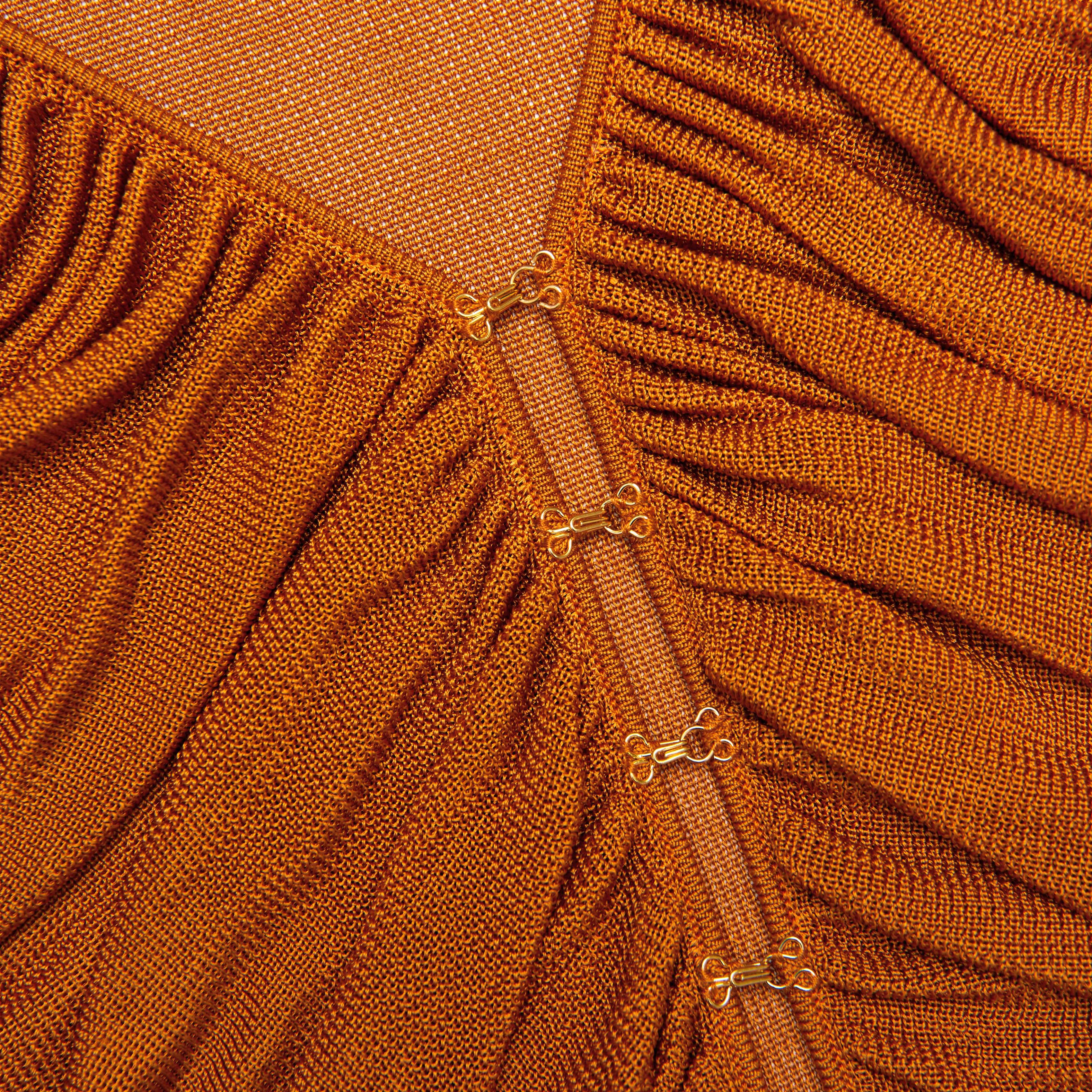 Burnt Orange V Neck Viscose Knit Top