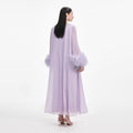 Lilac Chiffon Feather Midi Dress