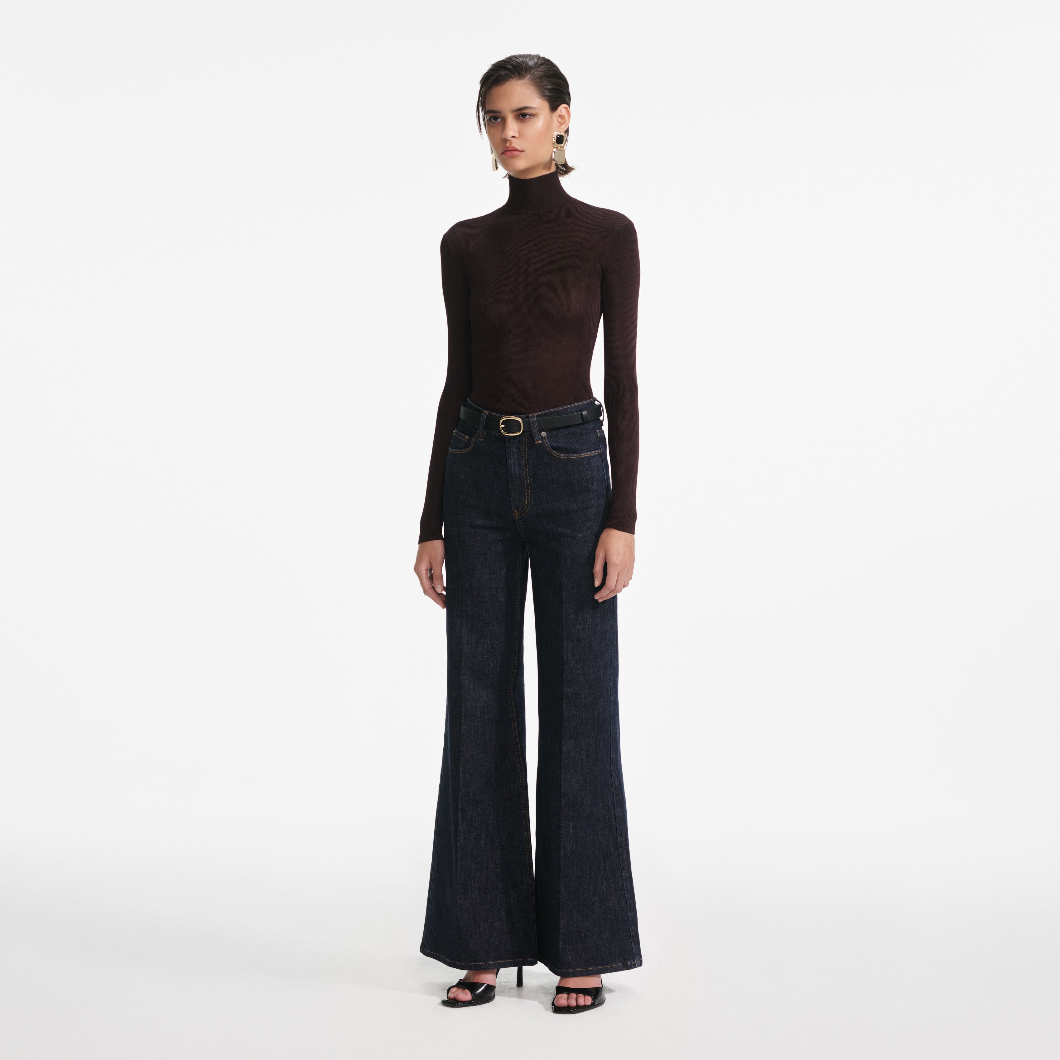 Brown Viscose Knit Top