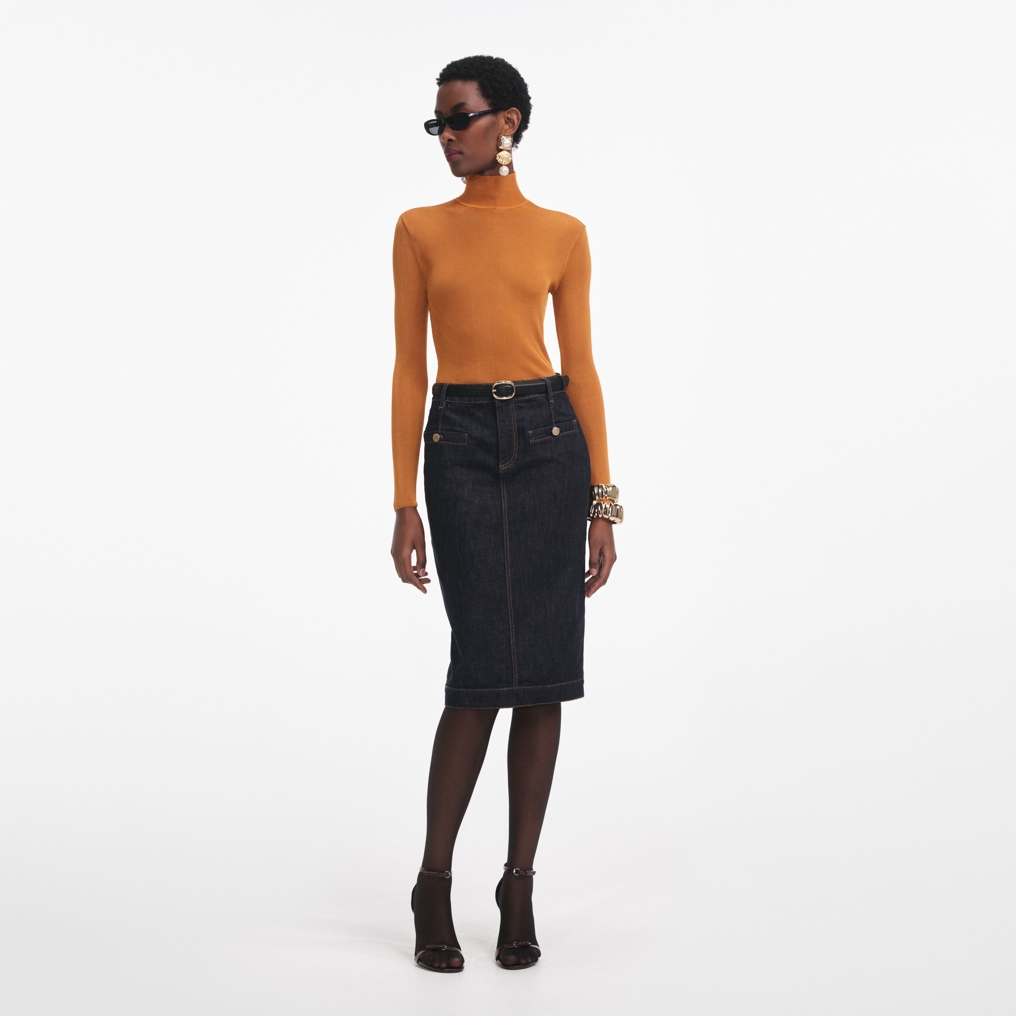 Burnt Orange Viscose Knit Top