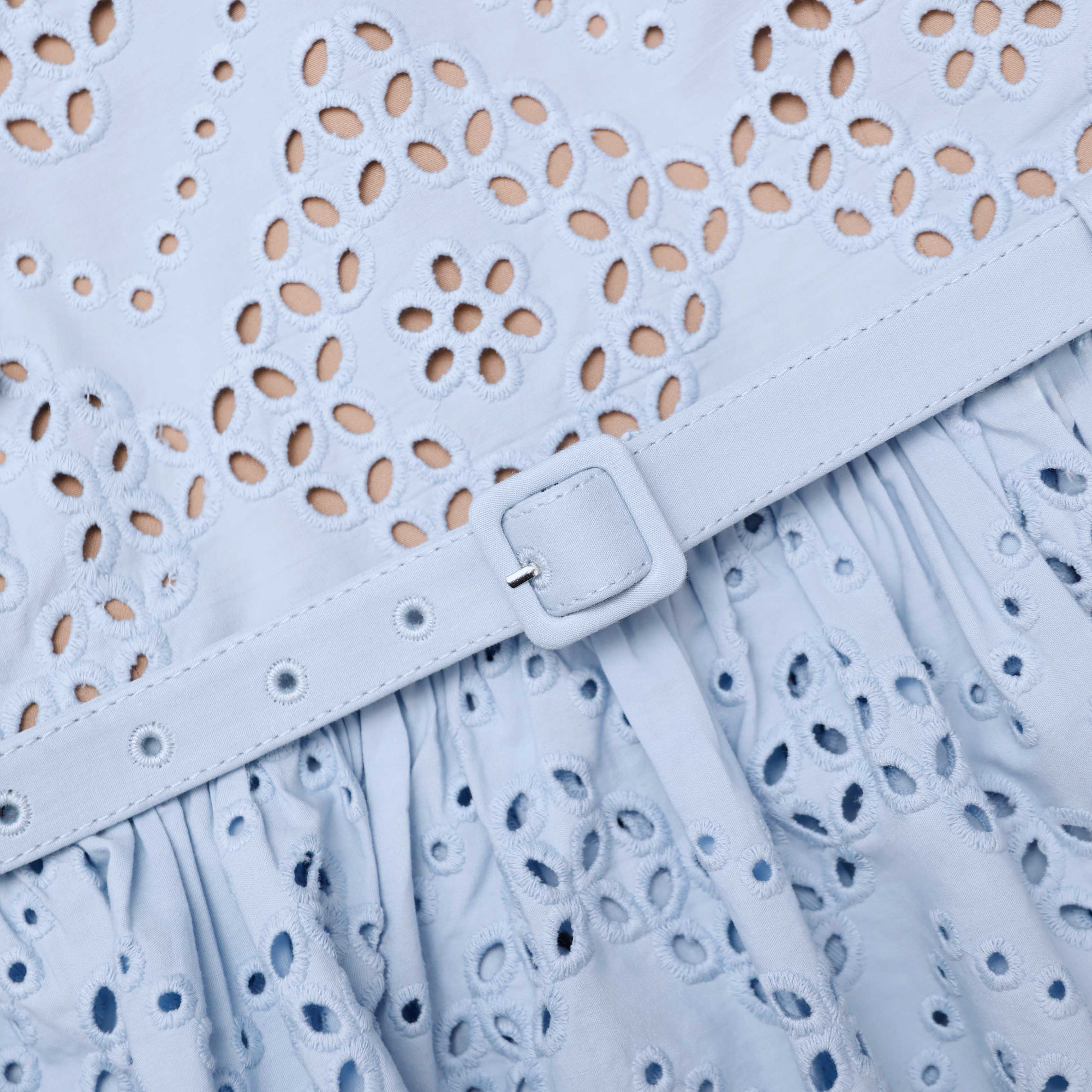 Blue Cotton Broderie Top