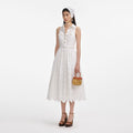 White Cotton Broderie Collared Midi Dress