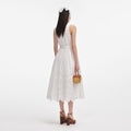 White Cotton Broderie Collared Midi Dress