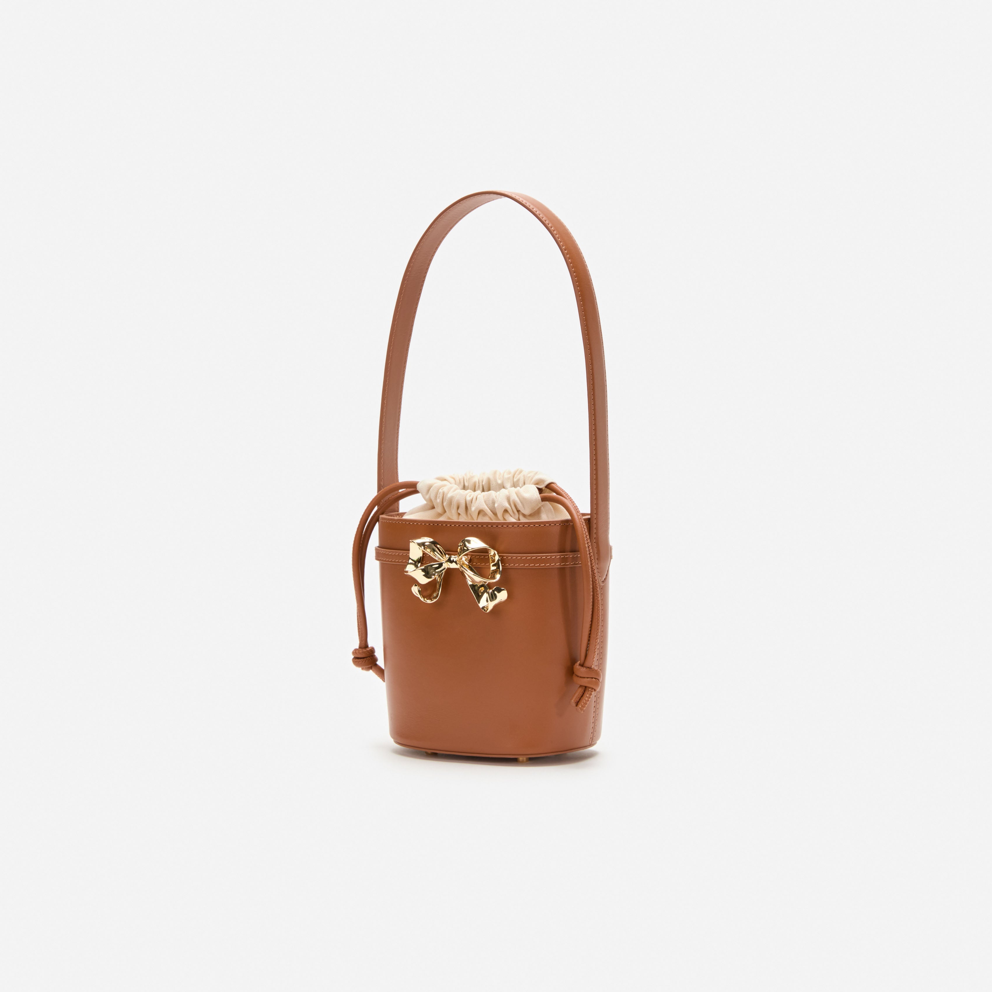 Brown Leather Shoulder Bow Bag