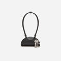 Black Leather Mini Shoulder Bag With Charm