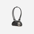 Black Leather Mini Shoulder Bag With Charm