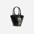 Black Leather Charm Tote Bag
