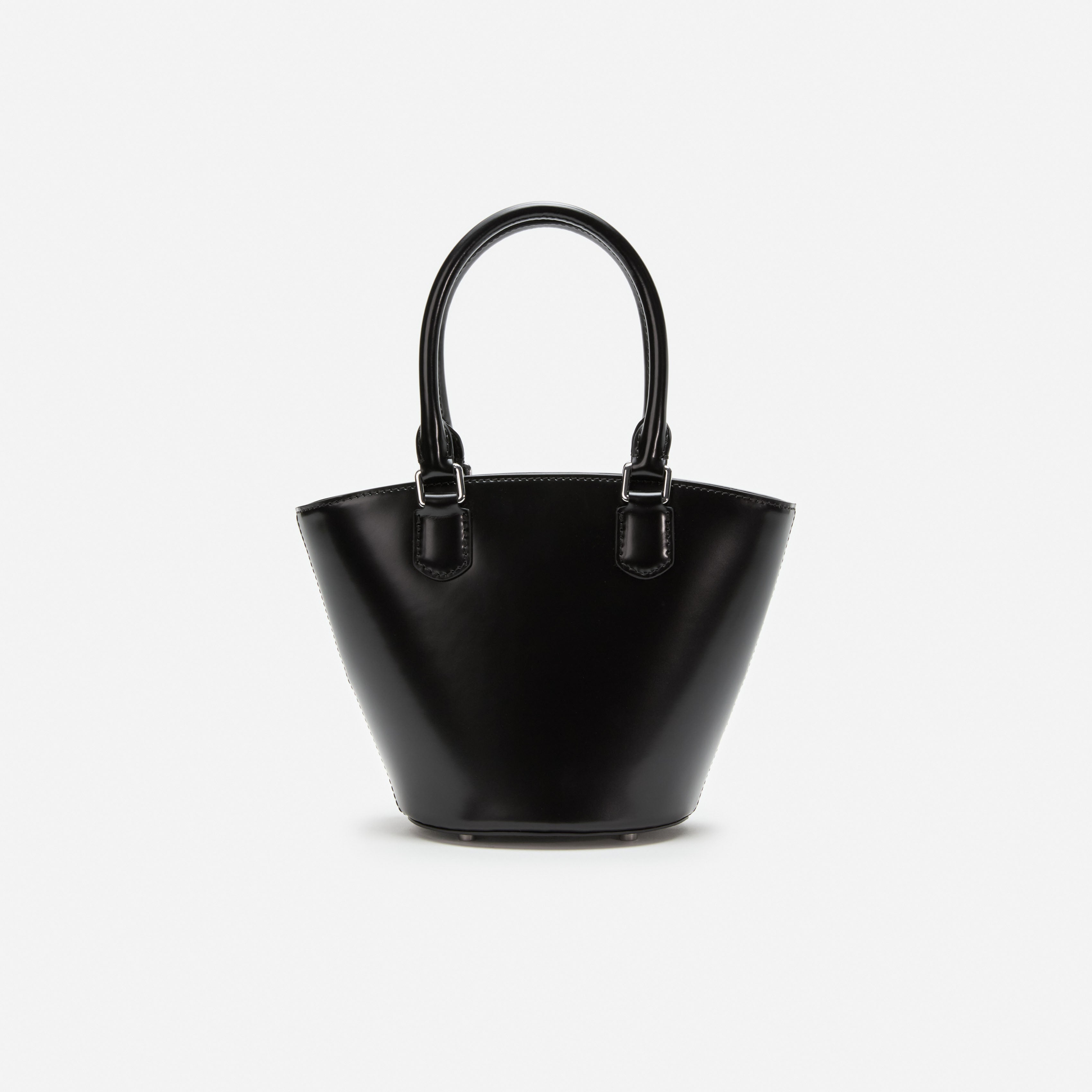 Black Leather Charm Tote Bag