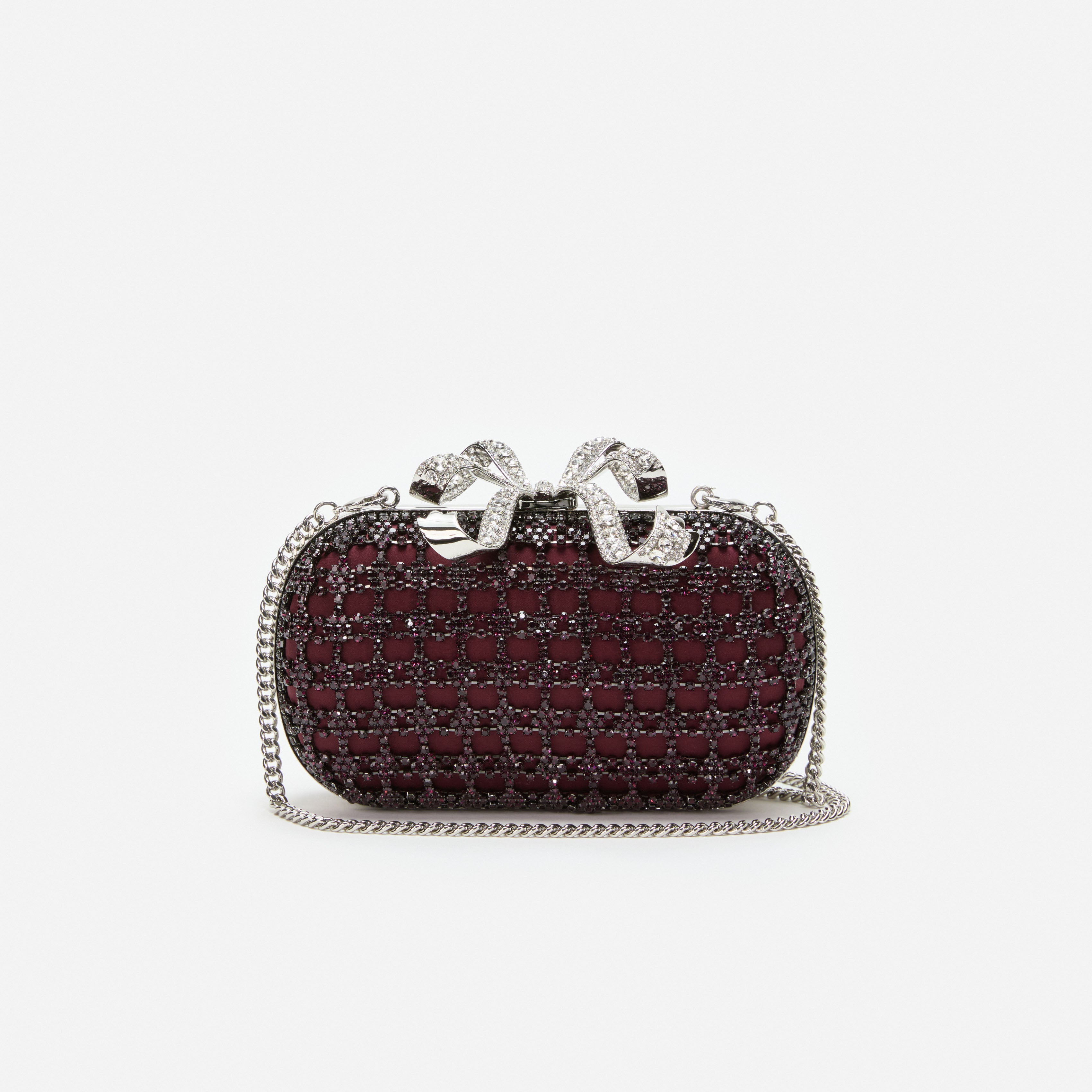 Burgundy Chainmail Clutch Bag