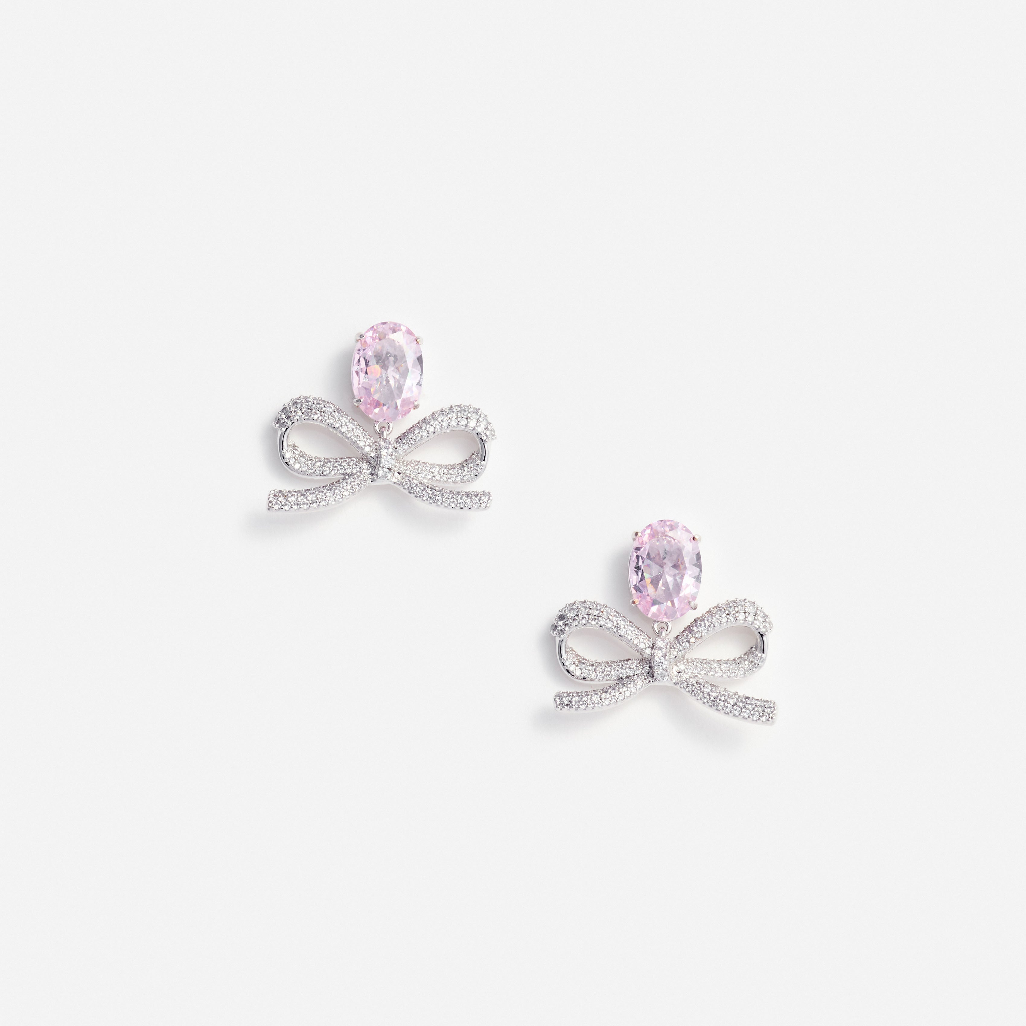 Pink Crystal Bow Earrings